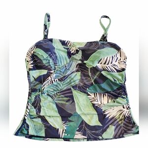 Jantzen Tropical Leaf Tankini Swim Top Size 18 NWOT Adjustable Straps